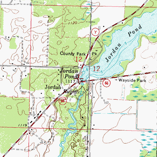 Topographic Map of Jordan Pond 129, WI