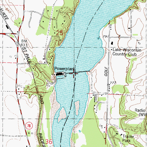 Topographic Map of Prairie Du Sac 1907c189 Dam, WI