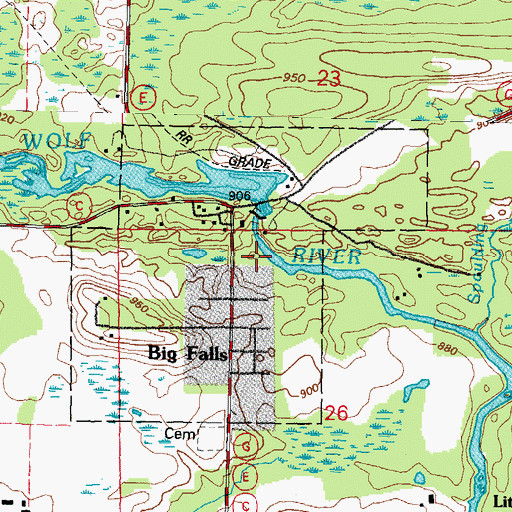 Topographic Map of Big Falls 1907437 Dam, WI