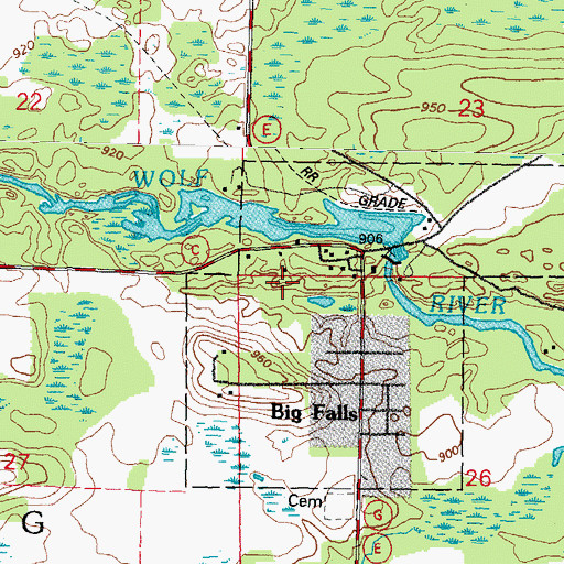 Topographic Map of Big Falls Pond 160, WI