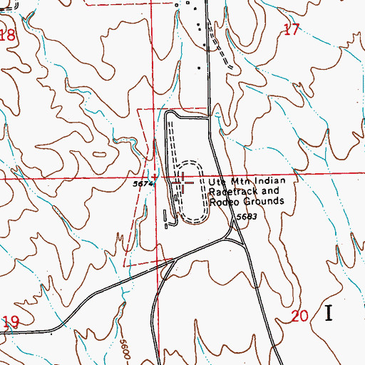 Topographic Map of Ute Mountain Indian Racetrack and Rodeo Grounds, CO
