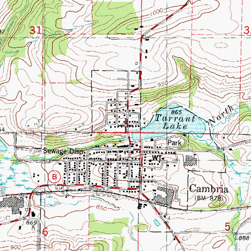 Topographic Map of Cambria WP53 Dam, WI