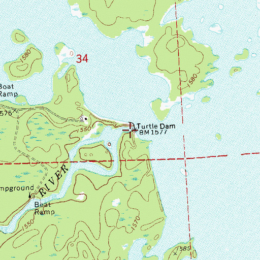 Topographic Map of Flambeau Reservoir WP268 Dam, WI