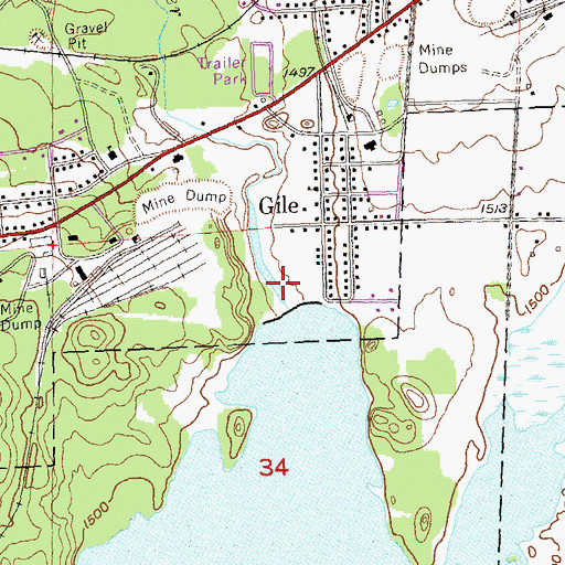 Topographic Map of Gile Reservoir 2WP271 Dam, WI