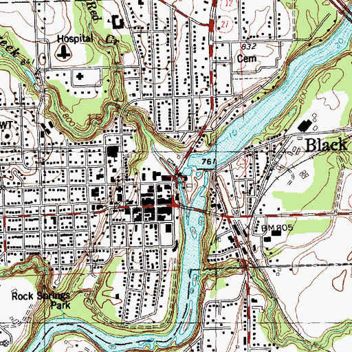 Topographic Map of Black River Falls Dam, WI