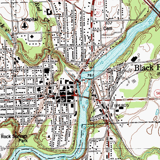 Topographic Map of Black River Flowage 1610, WI