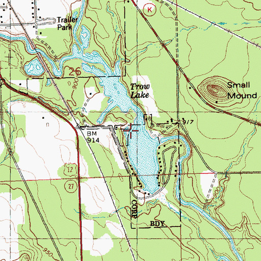 Topographic Map of Trow Lake, WI