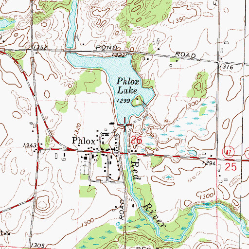 Topographic Map of Phlox WP269 Dam, WI