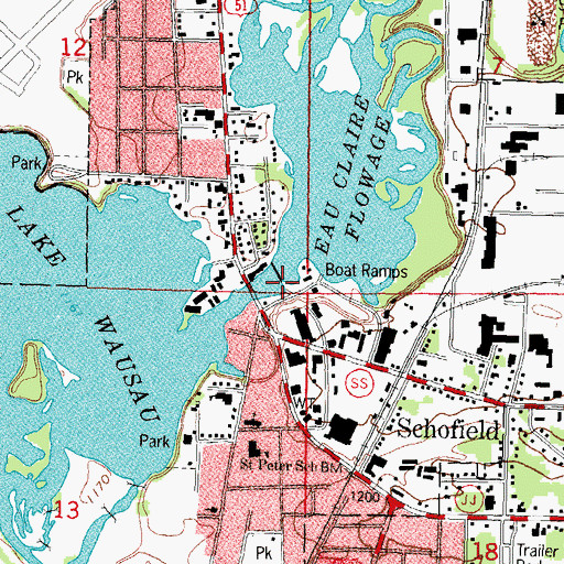 Topographic Map of Brooks and Ross Dam, WI