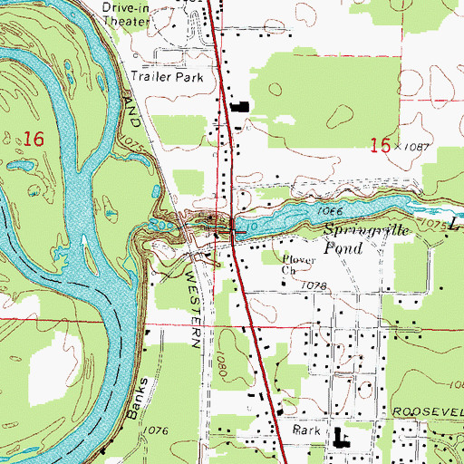 Topographic Map of Springville Dam, WI