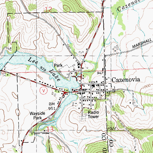 Topographic Map of Cazenovia Dam, WI