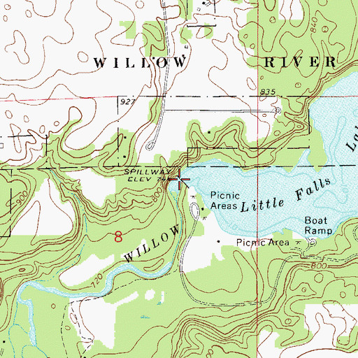 Topographic Map of Little Falls Dam, WI