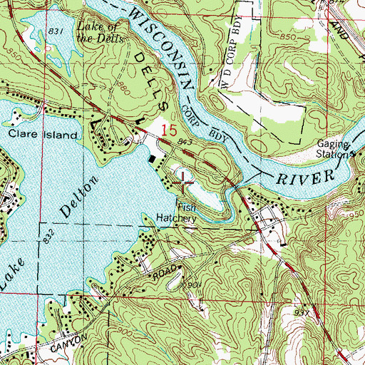 Topographic Map of Dell Creek WP 272 Dam, WI