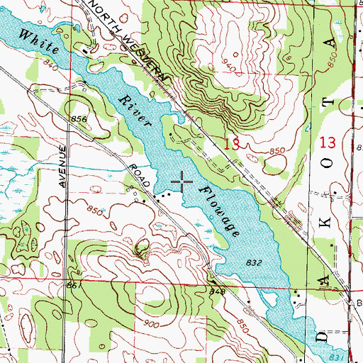 Topographic Map of Lower White River Pond 83, WI