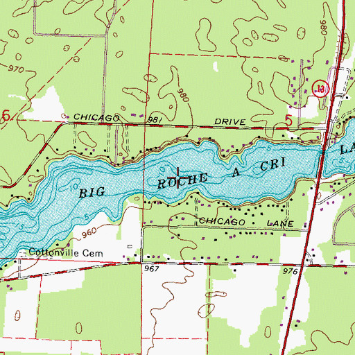 Topographic Map of Big Roche a Cri Lake, WI
