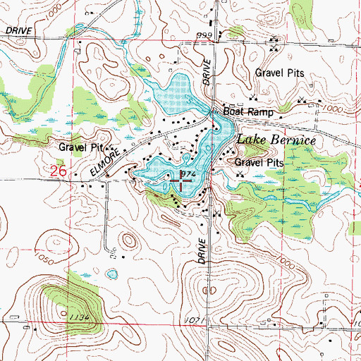 Topographic Map of Lake Bernice, WI