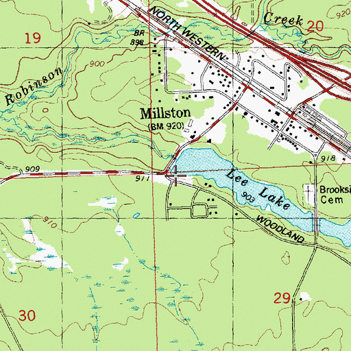 Topographic Map of Millston Dam, WI