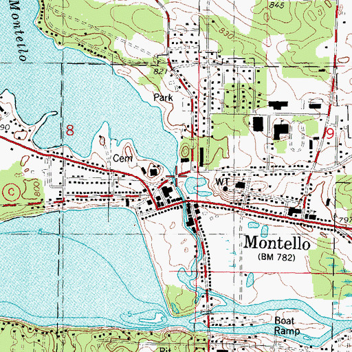 Topographic Map of Montello Granite Dam, WI