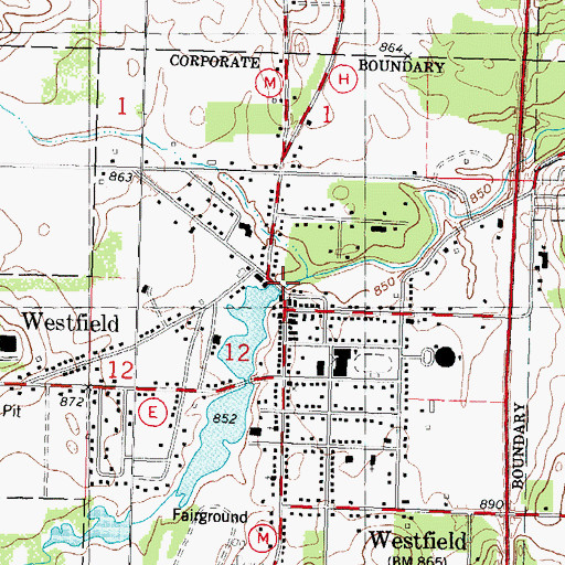 Topographic Map of Westfield Dam, WI