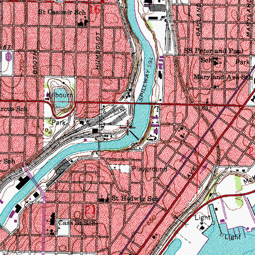 Topographic Map of Milwaukee Dam, WI