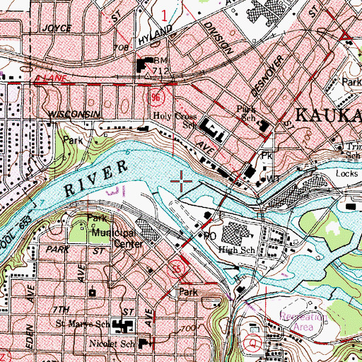 Topographic Map of Kaukauna 1856c112 Dam, WI