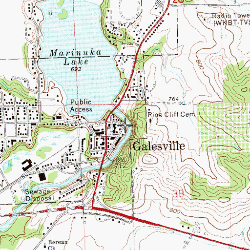 Topographic Map of Galesville Mill Dam, WI