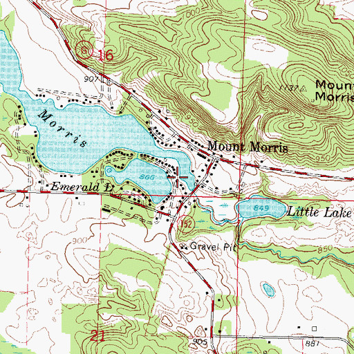 Topographic Map of Mount Morris 3WR1972 Dam, WI
