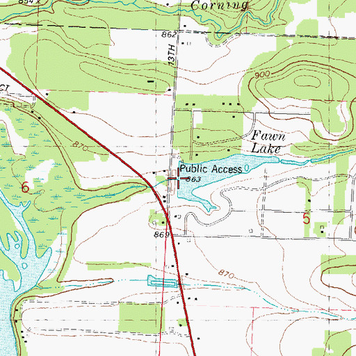 Topographic Map of Fawn Lake 3WR1011 Dam, WI