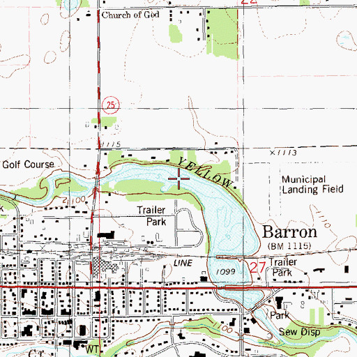 Topographic Map of Barron Flowage Number One, WI