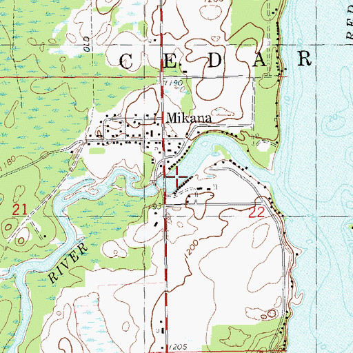 Topographic Map of Cedar Lake Dam, WI