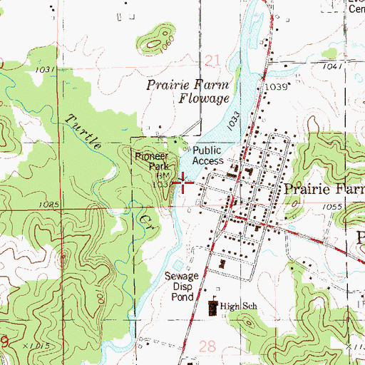 Topographic Map of Prairie Farm Dam, WI
