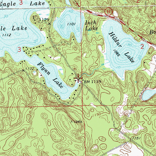 Topographic Map of Pike Lake Chain of Lakes 13, WI