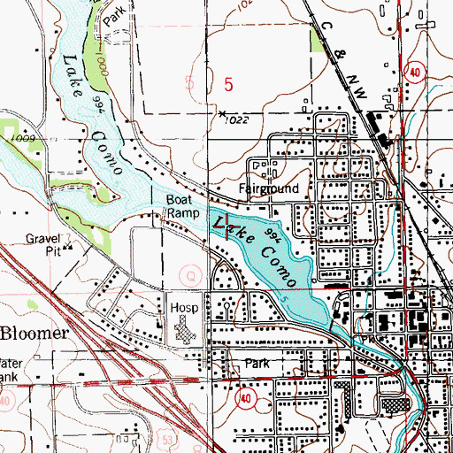 Topographic Map of Lake Como 48.25, WI