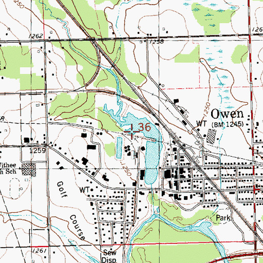 Topographic Map of Owen Pond 5, WI