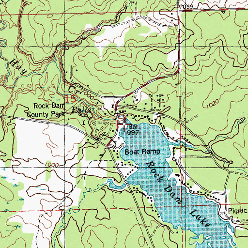 Topographic Map of Rock 2WP297 Dam, WI
