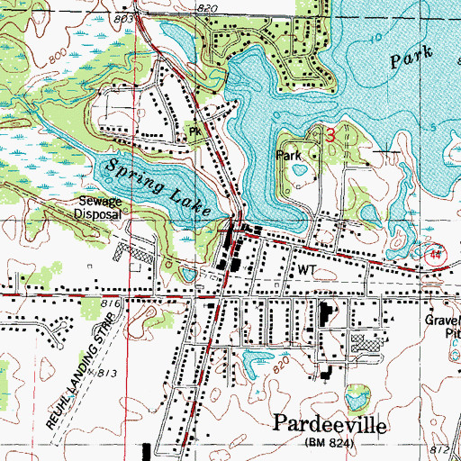 Topographic Map of Pardeeville 2WP832 Dam, WI