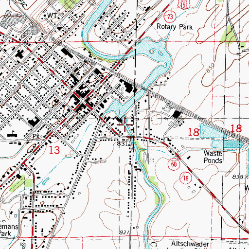 Topographic Map of Udeys WP73 Dam, WI