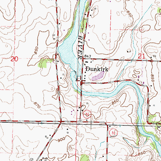 Topographic Map of Dunkirk Dam, WI