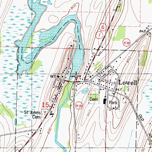 Topographic Map of Lowell Dam, WI