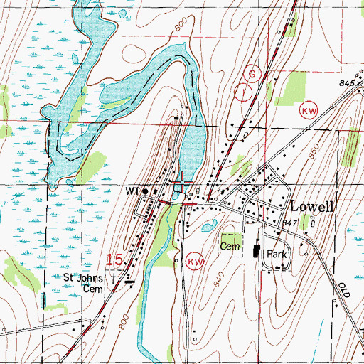 Topographic Map of Lowell Millpond, WI