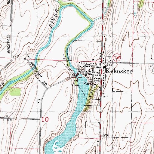 Topographic Map of Kekoskee Dam, WI