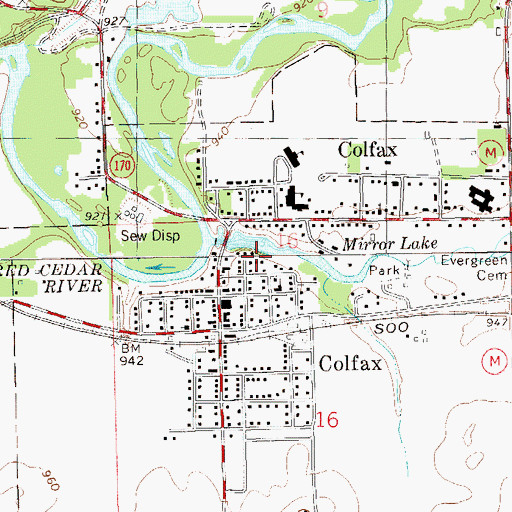Topographic Map of Colfax 2WP1143 Dam, WI