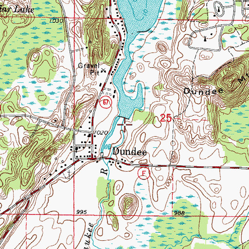 Topographic Map of Dundee Dam, WI
