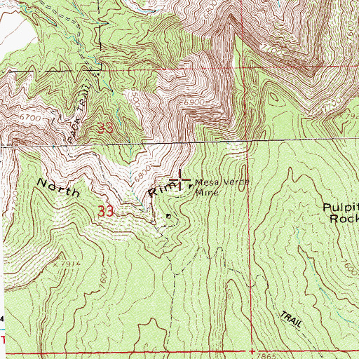Topographic Map of Mesa Verde Mine, CO