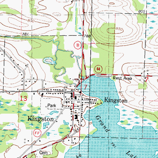 Topographic Map of Kingston 1850c189 Dam, WI