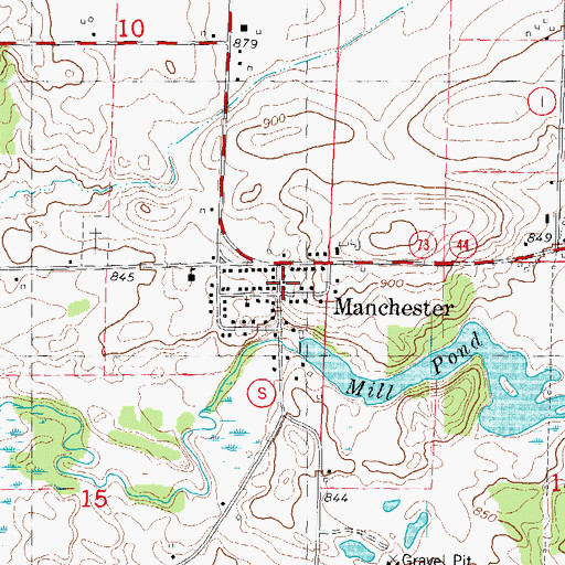 Topographic Map of Manchester Millpond 72 (historical), WI