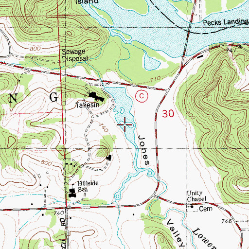 Topographic Map of Lower Taliesin Lake 12, WI