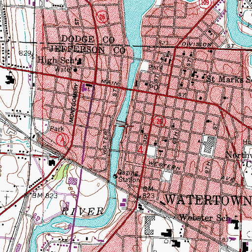 Topographic Map of Watertown Millpond 971, WI