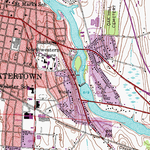 Topographic Map of Upper Watertown Dam, WI