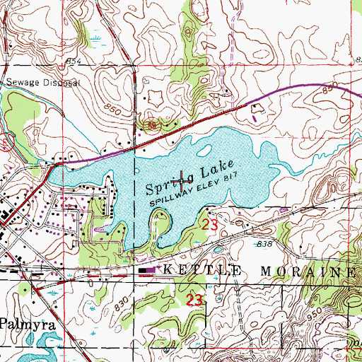 Topographic Map of Spring Lake 38, WI